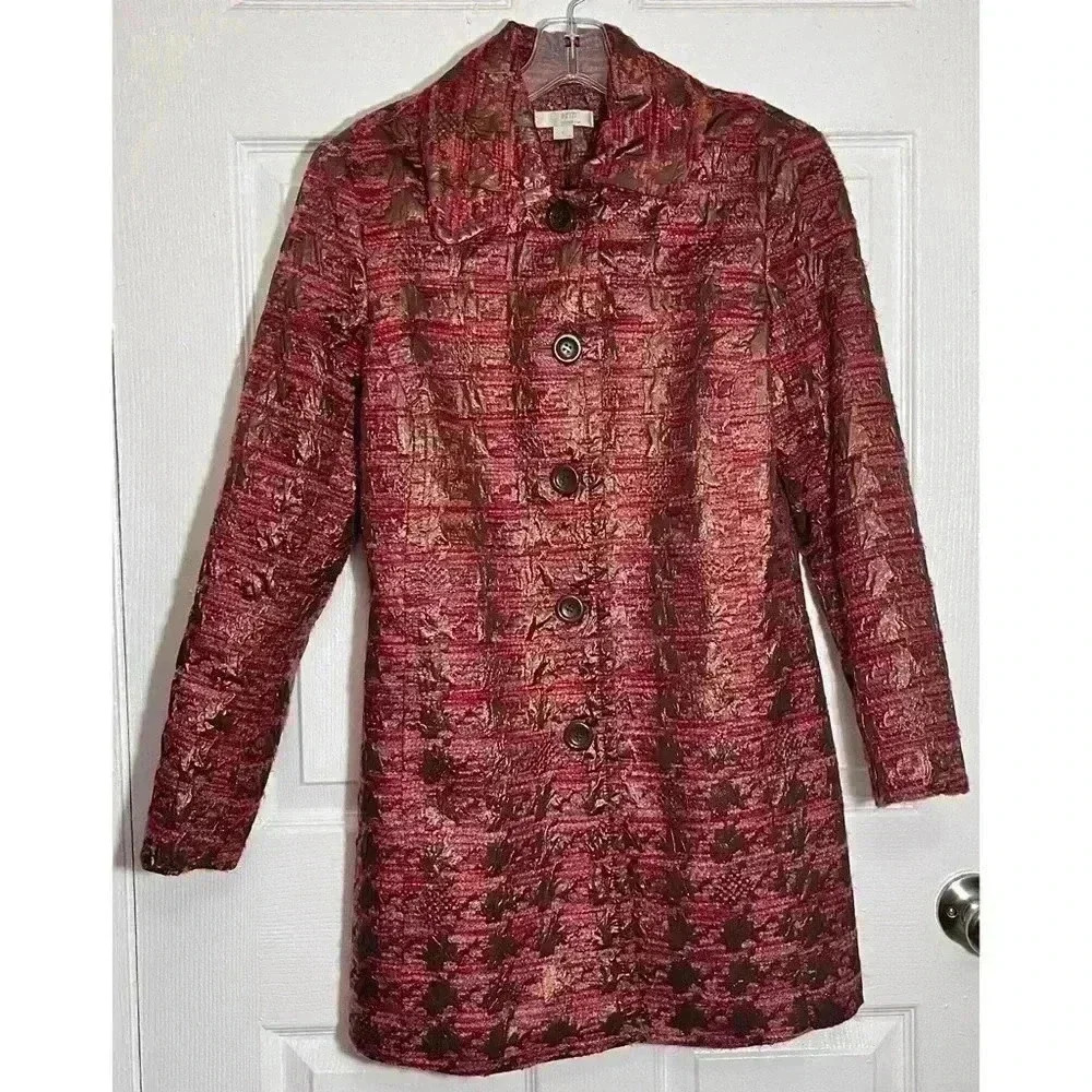 ERIN BY ERIN LONDON Bronze and Mauve Houndstooth coat | size small